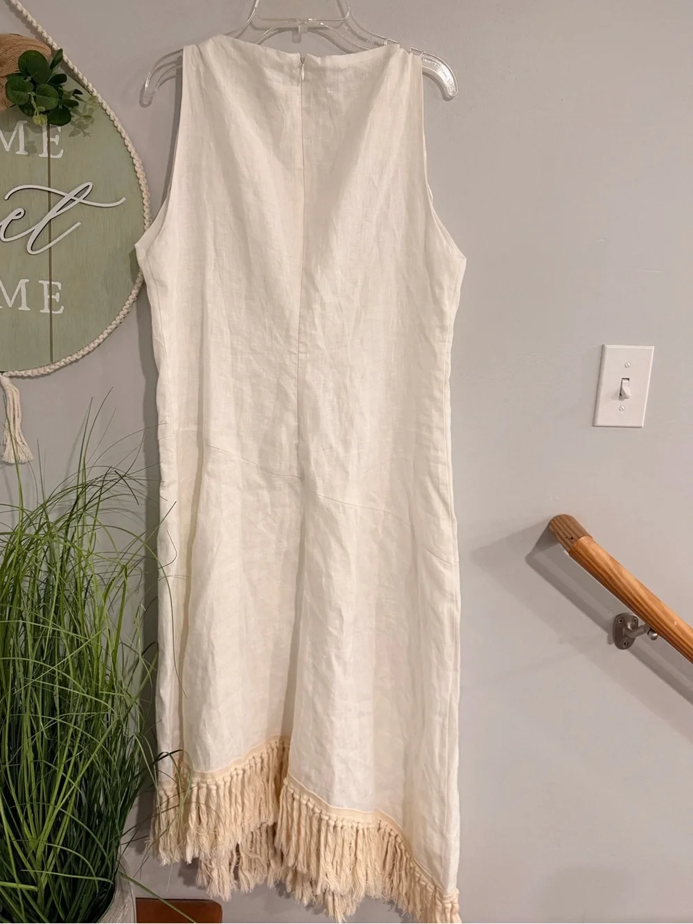 ZARA COLLECTION 100% LINEN FRINGED DRESS